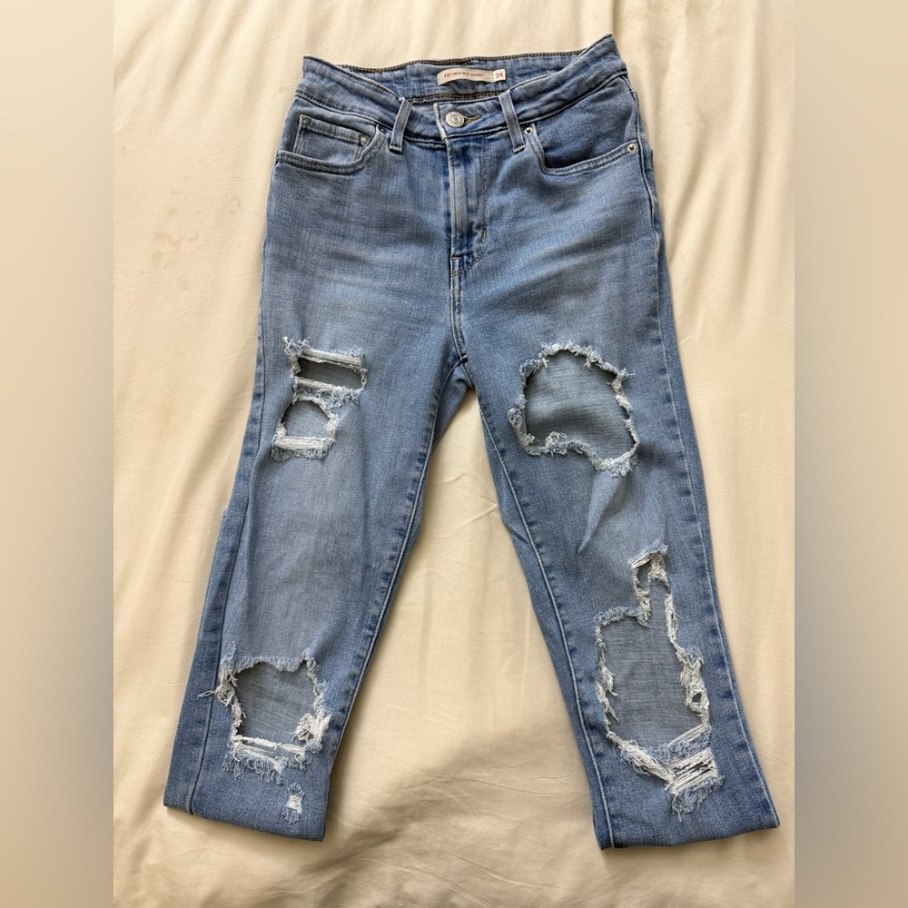 Levi's Light Blue Distressed Skinny Jeans